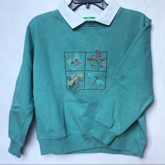 Shenanigans Mint Green Embroidered Sweater - Picture 1 of 5